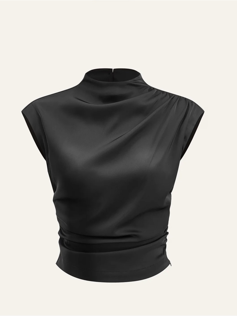 Commense Black Draped Cap-Sleeve Top with Cotton Pleated Maxi Skirt Set - Small